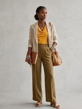Worthington Women's Size Small Mustard Yellow Swoop Neck Sleeveless Blouse